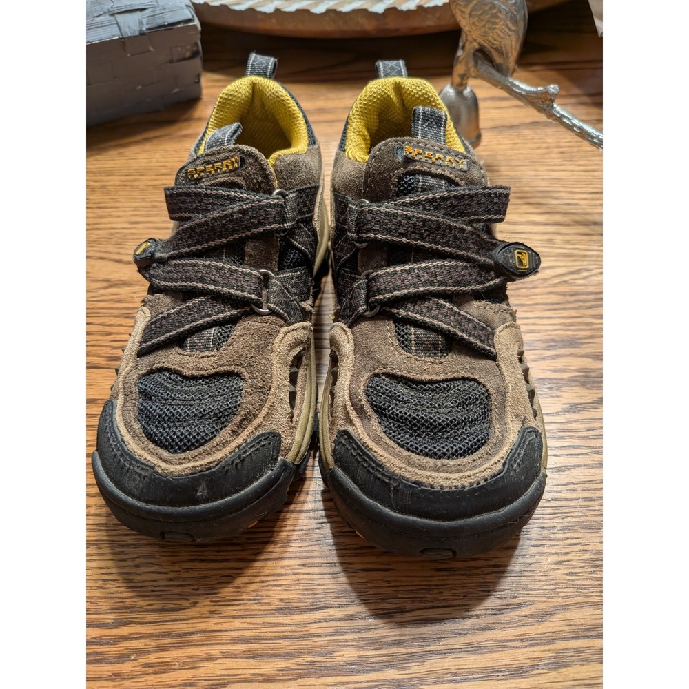 Sperry Top-Sider Kids Switchback Brown Suede Mesh Hook Loop Shoes Size‎ 11